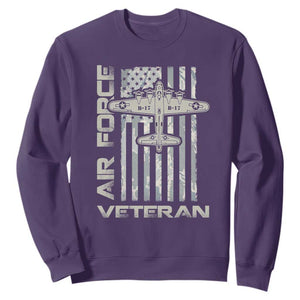 Air Force Veteran Sweatshirt Vintage Camo USA Flag Veterans TS10 Purple Print Your Wear