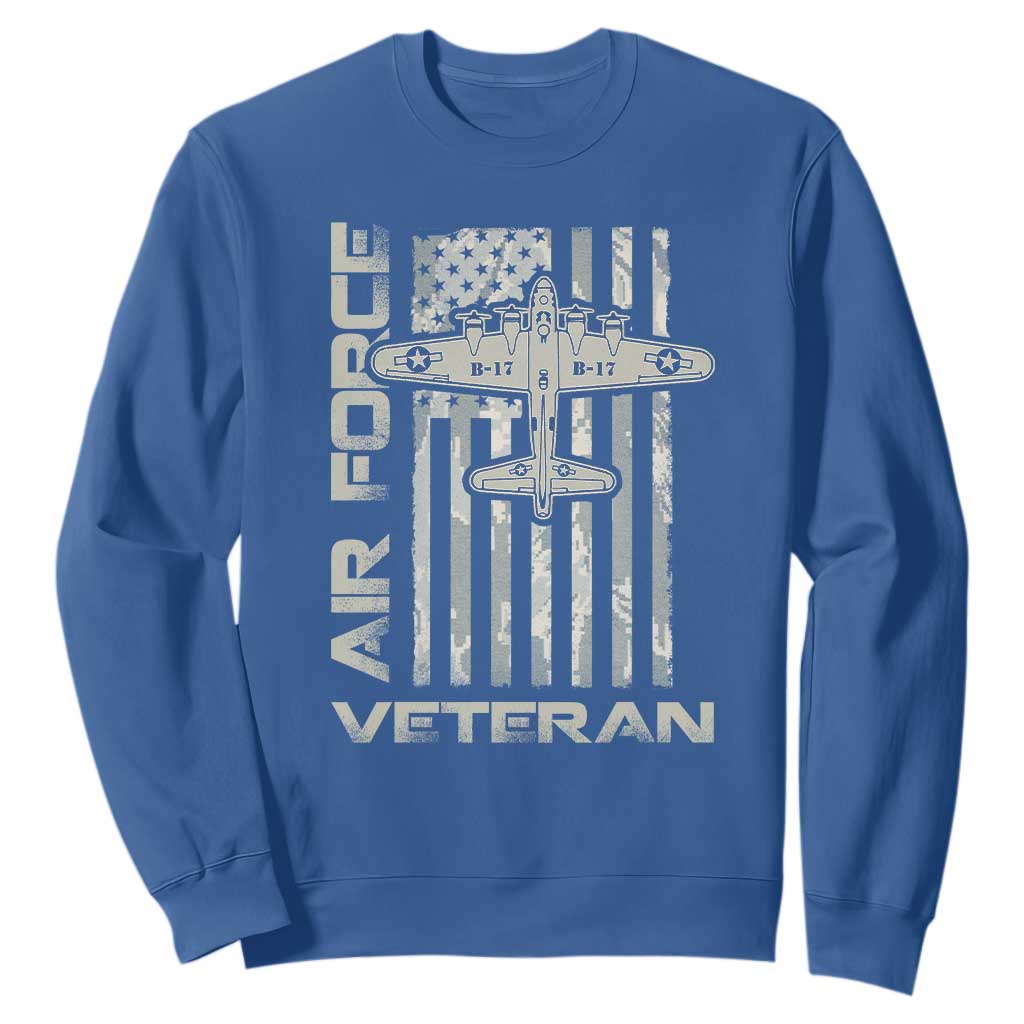 Air Force Veteran Sweatshirt Vintage Camo USA Flag Veterans TS10 Royal Blue Print Your Wear