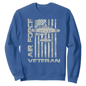 Air Force Veteran Sweatshirt Vintage Camo USA Flag Veterans TS10 Royal Blue Print Your Wear