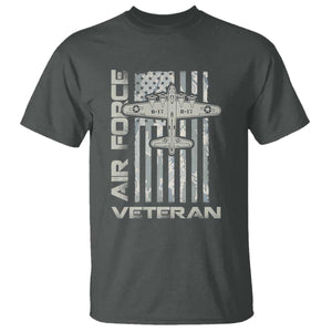 Air Force Veteran T Shirt Vintage Camo USA Flag Veterans TS10 Dark Heather Print Your Wear