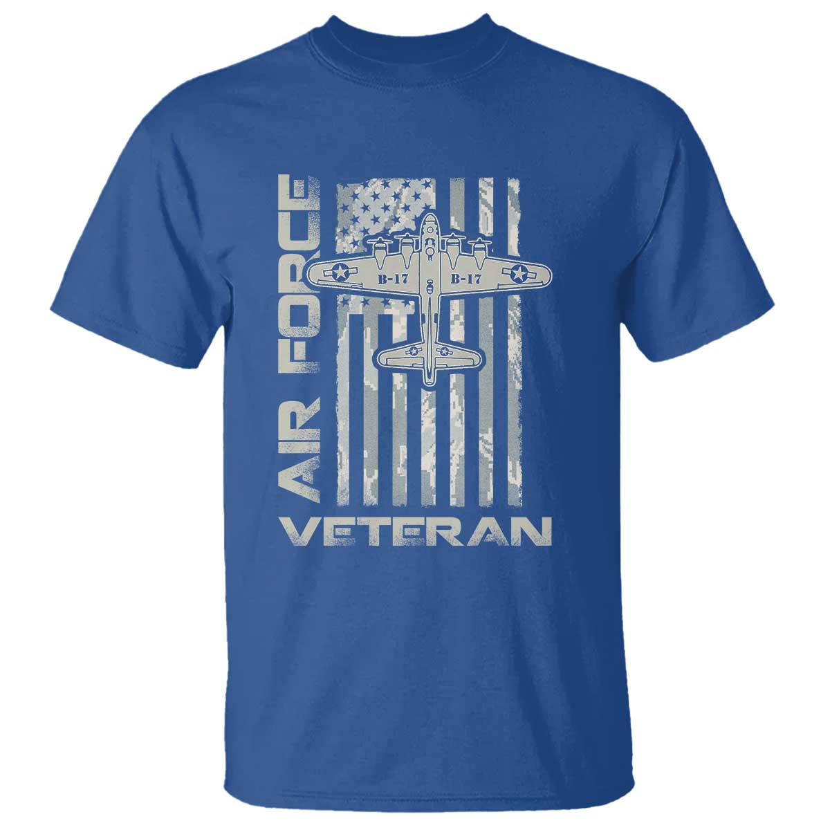 Air Force Veteran T Shirt Vintage Camo USA Flag Veterans TS10 Royal Blue Print Your Wear