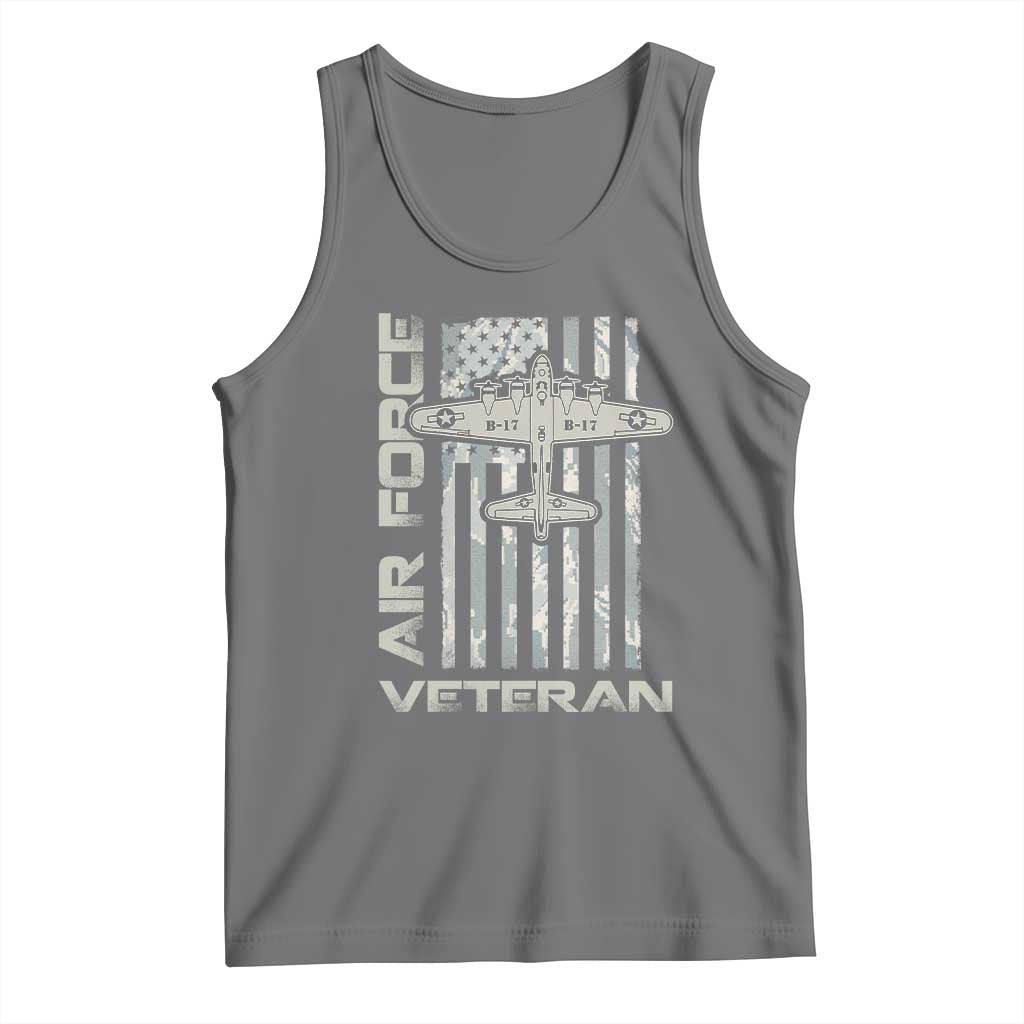 Air Force Veteran Tank Top Vintage Camo USA Flag Veterans TS10 Black Heather Print Your Wear