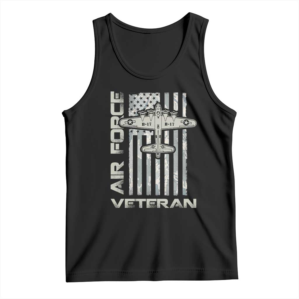 Air Force Veteran Tank Top Vintage Camo USA Flag Veterans TS10 Black Print Your Wear