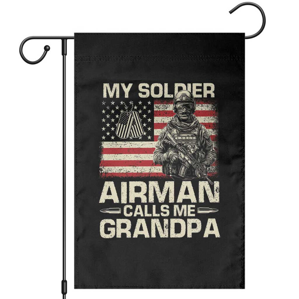 Proud Air Force Grandpa Garden Flag My Soldier Airman Calls Me Grandpa US Flag TS10 Black Print Your Wear