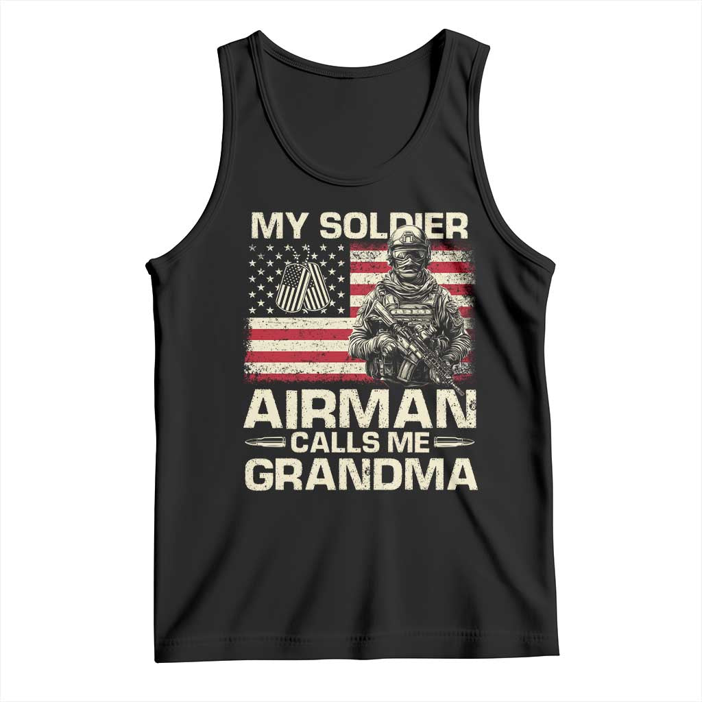 Proud Air Force Grandma Tank Top My Soldier Airman Calls Me Grandma US Flag TS10 Black Print Your Wear