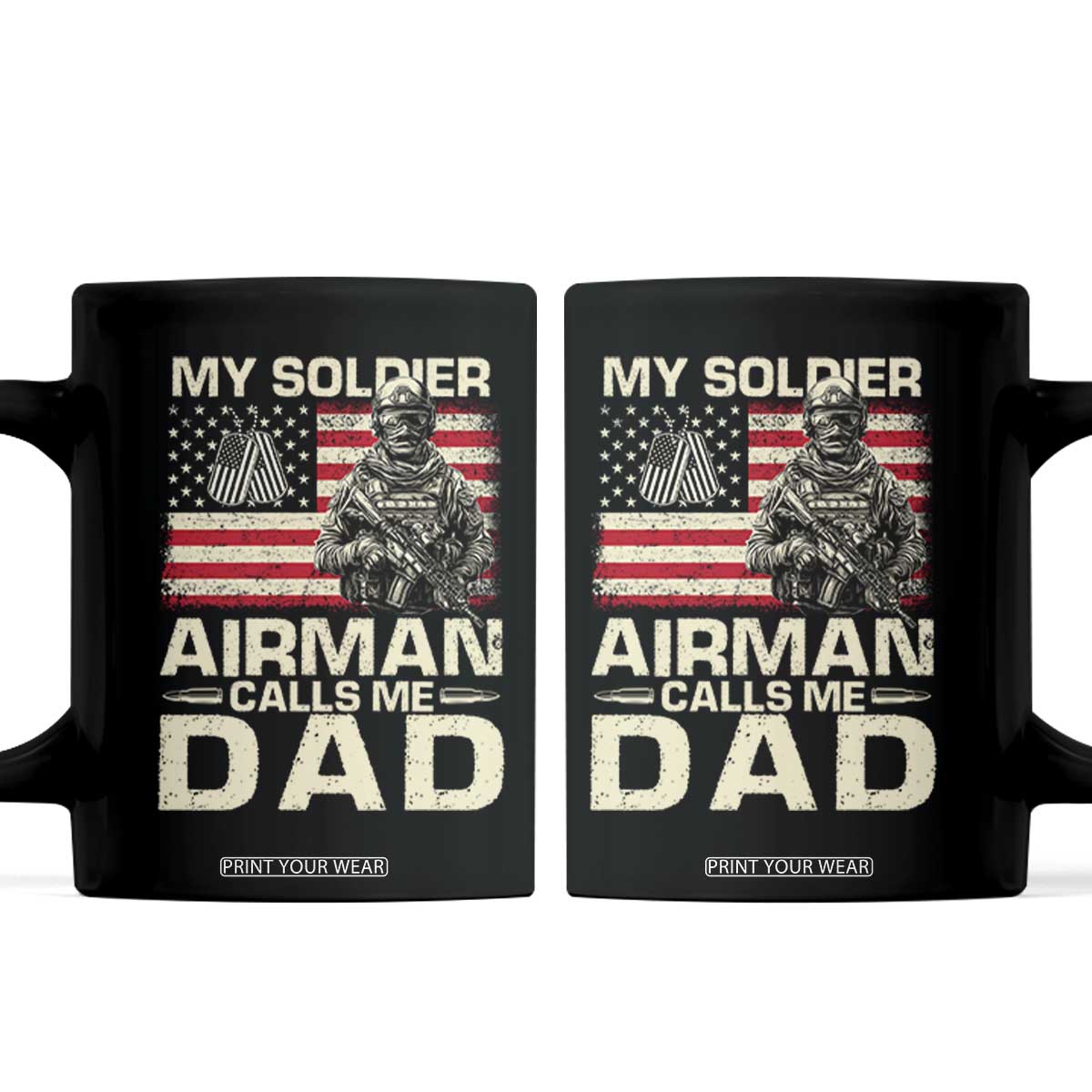 Proud Air Force Dad Coffee Mug My Soldier Airman Calls Me Dad US Flag TS10 Black Print Your Wear