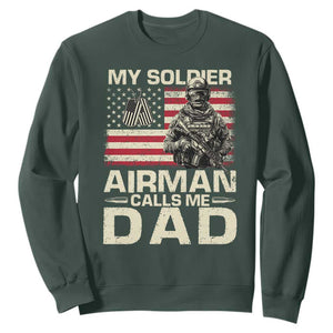 Proud Air Force Dad Sweatshirt My Soldier Airman Calls Me Dad US Flag TS10 Dark Forest Green Print Your Wear