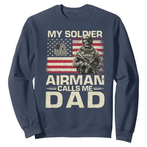Proud Air Force Dad Sweatshirt My Soldier Airman Calls Me Dad US Flag TS10 Navy Print Your Wear