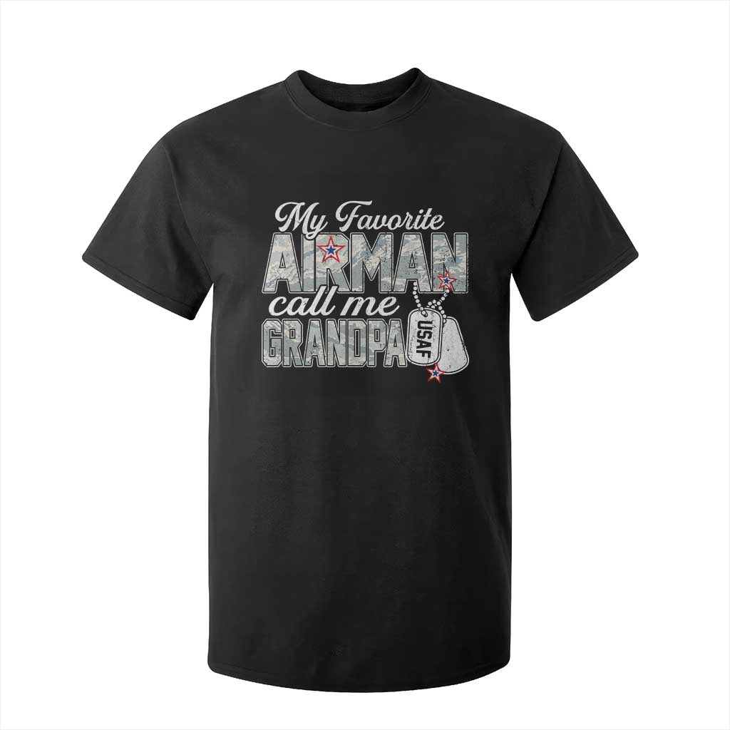 Proud Air Force Family T Shirt For Kid My Favorite Airman Calls Me Grandpa TS10 Black Print Your Wear