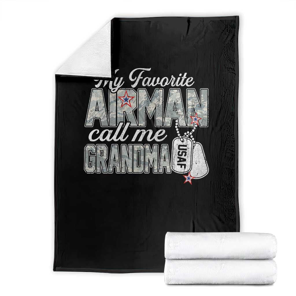 Proud Air Force Family Throw Blanket My Favorite Airman Calls Me Grandma TS10 Black Print Your Wear