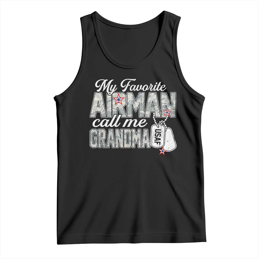 Proud Air Force Family Tank Top My Favorite Airman Calls Me Grandma TS10 Black Print Your Wear
