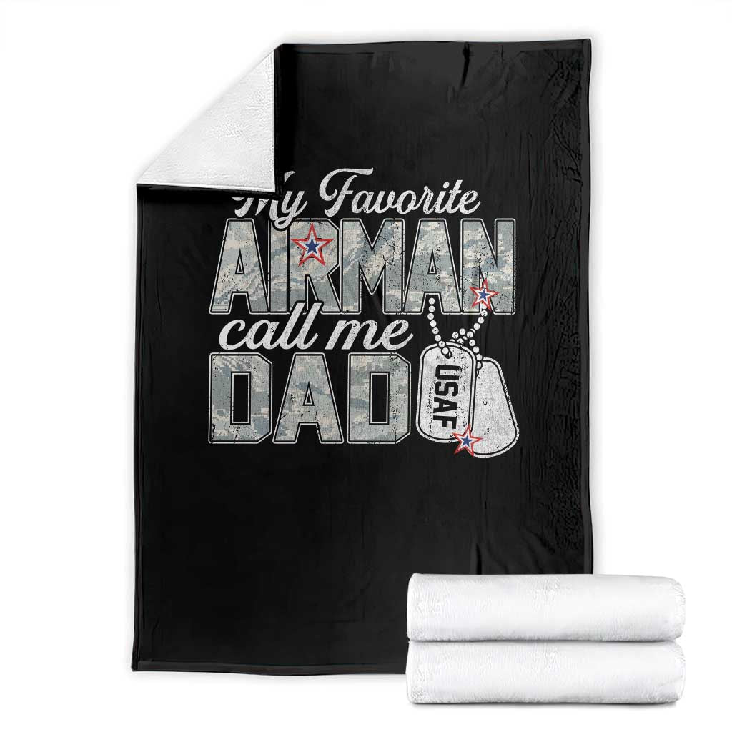 Proud Air Force Family Throw Blanket My Favorite Airman Calls Me Dad TS10 Black Print Your Wear