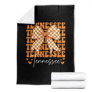 Vintage Tennessee Coquette Bow Throw Blanket Retro TN Orange Checkered Print US State TS10 Black Print Your Wear
