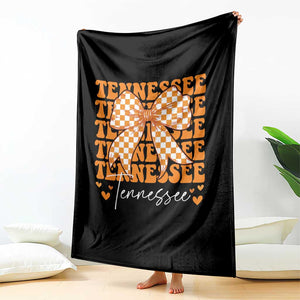 Vintage Tennessee Coquette Bow Throw Blanket Retro TN Orange Checkered Print US State TS10 Print Your Wear