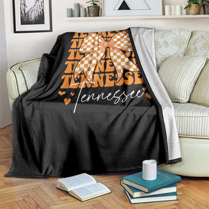 Vintage Tennessee Coquette Bow Throw Blanket Retro TN Orange Checkered Print US State TS10 Print Your Wear