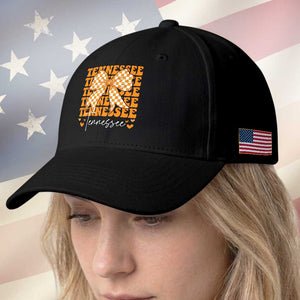 Vintage Tennessee Coquette Bow Baseball Cap Retro TN Orange Checkered Print US State TS10 Print Your Wear