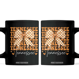 Vintage Tennessee Coquette Bow Coffee Mug Retro TN Orange Checkered Print US State TS10 Black Print Your Wear
