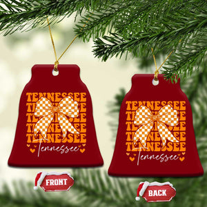 Vintage Tennessee Coquette Bow Ceramic Ornament Retro TN Orange Checkered Print US State TS10 Print Your Wear