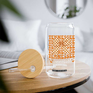 Vintage Tennessee Coquette Bow Glass Can Retro TN Orange Checkered Print US State TS10 Print Your Wear