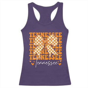 Vintage Tennessee Coquette Bow Racerback Tank Top Retro TN Orange Checkered Print US State TS10 Purple Print Your Wear