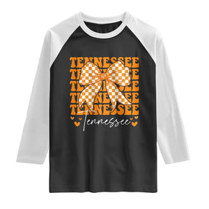 Vintage Tennessee Coquette Bow Raglan Shirt Retro TN Orange Checkered Print US State TS10 Black White Print Your Wear