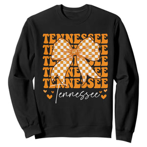 Vintage Tennessee Coquette Bow Sweatshirt Retro TN Orange Checkered Print US State TS10 Black Print Your Wear