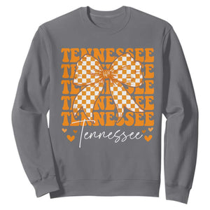 Vintage Tennessee Coquette Bow Sweatshirt Retro TN Orange Checkered Print US State TS10 Charcoal Print Your Wear