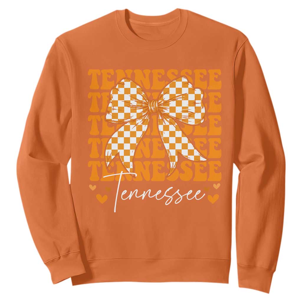 Vintage Tennessee Coquette Bow Sweatshirt Retro TN Orange Checkered Print US State TS10 Orange Print Your Wear