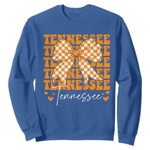 Vintage Tennessee Coquette Bow Sweatshirt Retro TN Orange Checkered Print US State TS10 Royal Blue Print Your Wear
