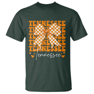 Vintage Tennessee Coquette Bow T Shirt Retro TN Orange Checkered Print US State TS10 Dark Forest Green Print Your Wear