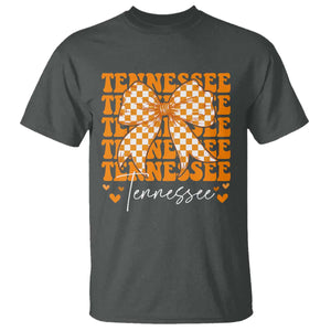 Vintage Tennessee Coquette Bow T Shirt Retro TN Orange Checkered Print US State TS10 Dark Heather Print Your Wear