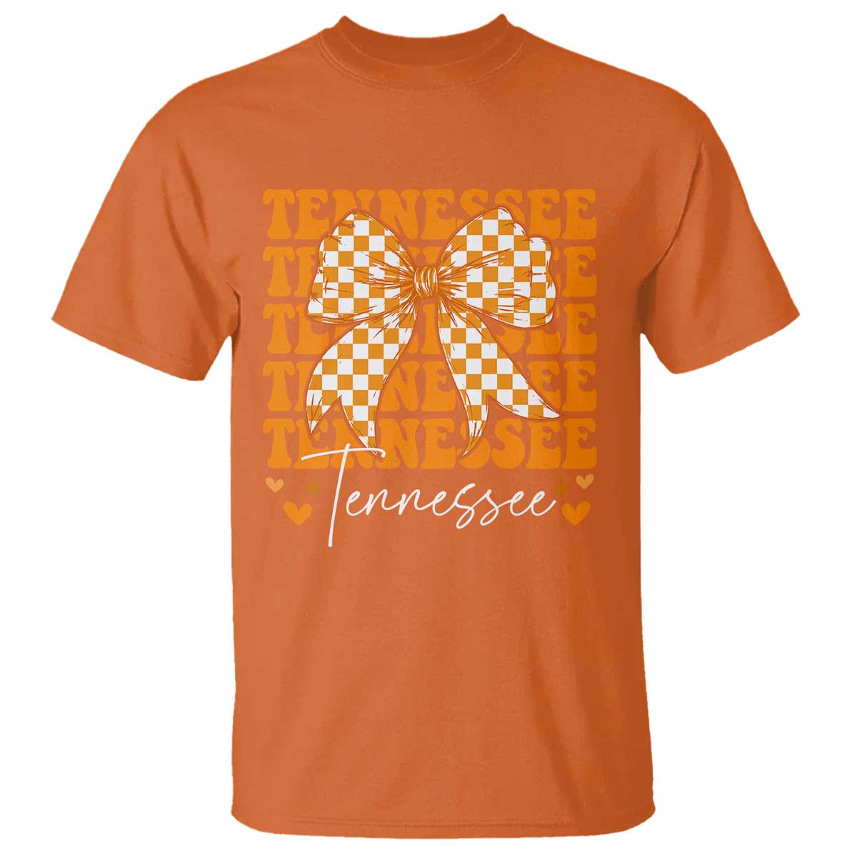 Vintage Tennessee Coquette Bow T Shirt Retro TN Orange Checkered Print US State TS10 Orange Print Your Wear