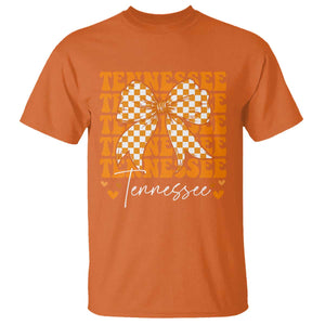 Vintage Tennessee Coquette Bow T Shirt Retro TN Orange Checkered Print US State TS10 Orange Print Your Wear