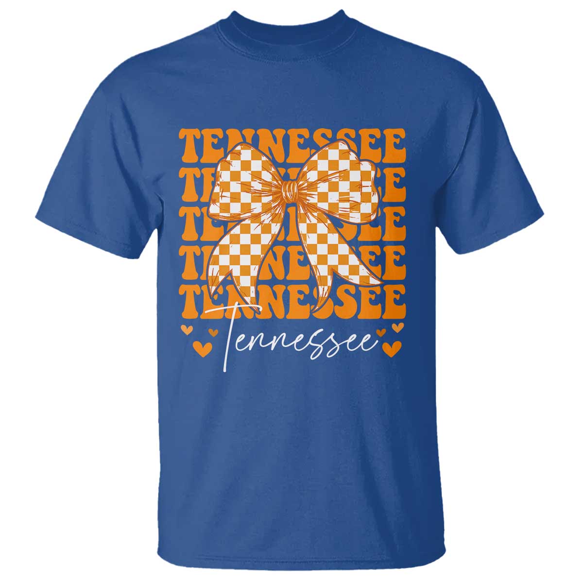Vintage Tennessee Coquette Bow T Shirt Retro TN Orange Checkered Print US State TS10 Royal Blue Print Your Wear