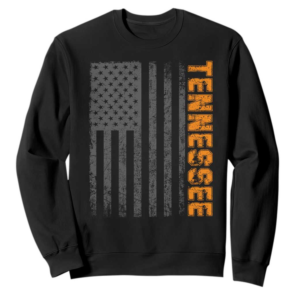 Vintage Tennessee Sweatshirt Retro Orange TN USA Flag Patriotic US State TS10 Black Print Your Wear