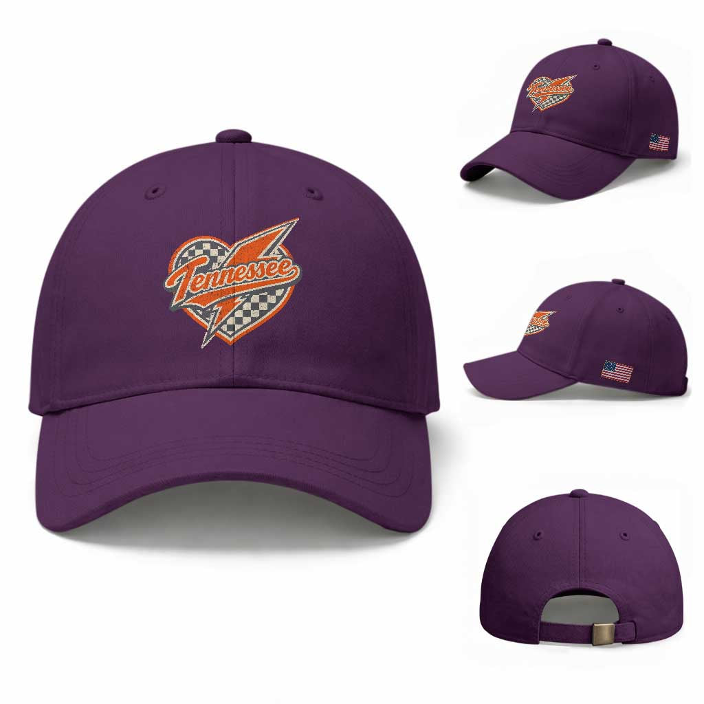 Vintage Tennessee Baseball Cap Checkered Heart Love TN Orange US State TS10 Baseball Cap Universal Fit Purple Print Your Wear