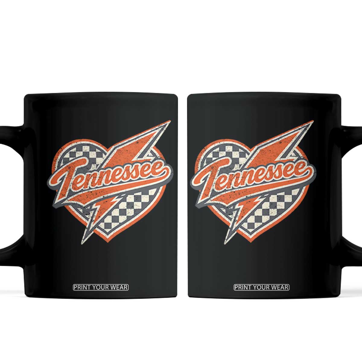 Vintage Tennessee Coffee Mug Checkered Heart Love TN Orange US State TS10 Black Print Your Wear