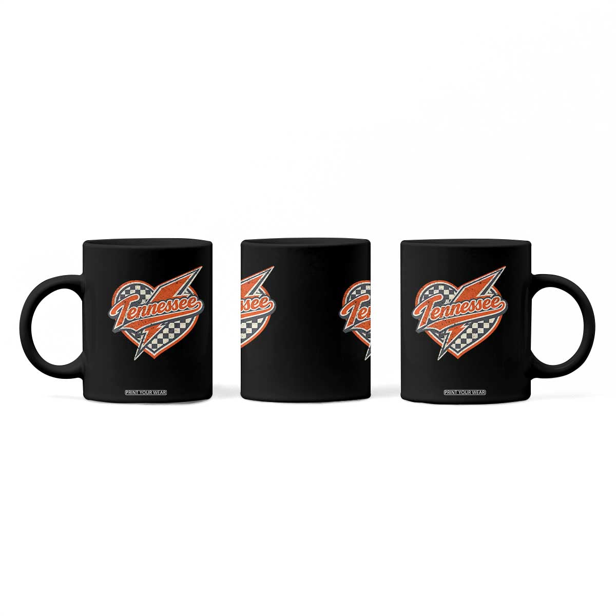 Vintage Tennessee Coffee Mug Checkered Heart Love TN Orange US State TS10 Print Your Wear