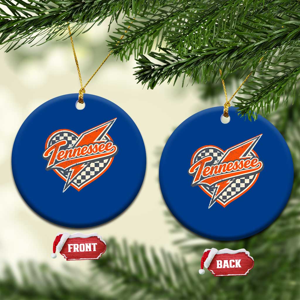 Vintage Tennessee Ceramic Ornament Checkered Heart Love TN Orange US State TS10 1pc Blue Print Your Wear