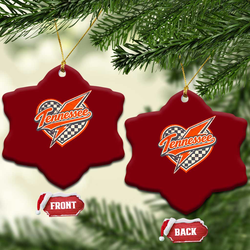 Vintage Tennessee Ceramic Ornament Checkered Heart Love TN Orange US State TS10 Print Your Wear