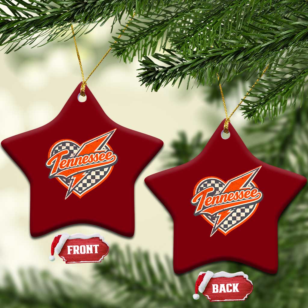 Vintage Tennessee Ceramic Ornament Checkered Heart Love TN Orange US State TS10 Print Your Wear