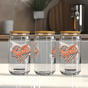 Vintage Tennessee Glass Can Checkered Heart Love TN Orange US State TS10 Print Your Wear