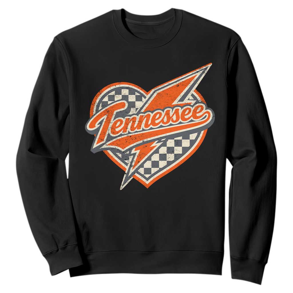 Vintage Tennessee Sweatshirt Checkered Heart Love TN Orange US State TS10 Black Print Your Wear