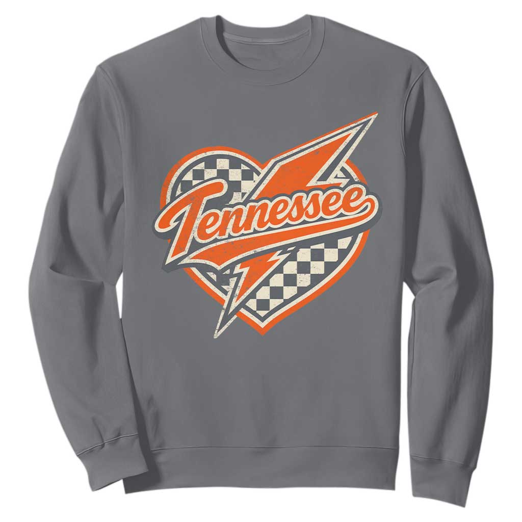 Vintage Tennessee Sweatshirt Checkered Heart Love TN Orange US State TS10 Charcoal Print Your Wear