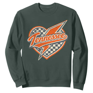 Vintage Tennessee Sweatshirt Checkered Heart Love TN Orange US State TS10 Dark Forest Green Print Your Wear