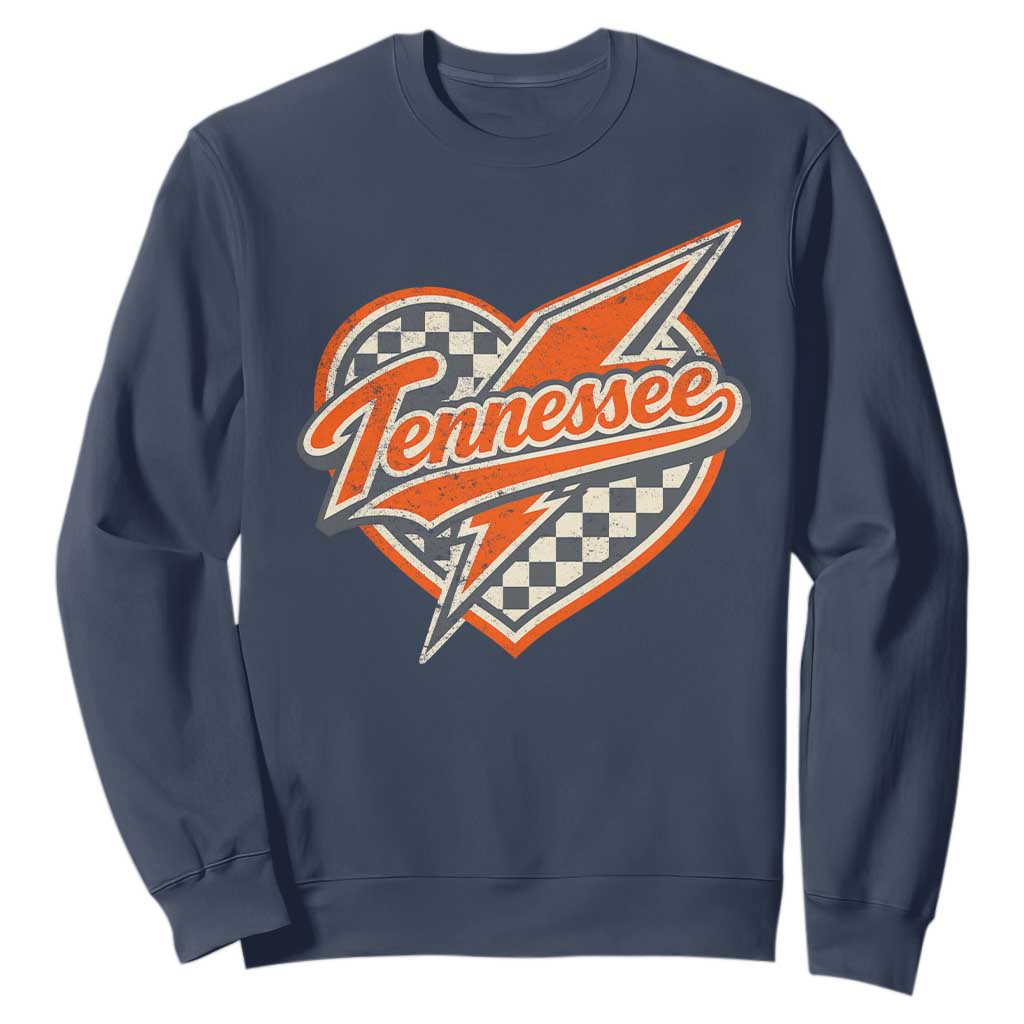 Vintage Tennessee Sweatshirt Checkered Heart Love TN Orange US State TS10 Navy Print Your Wear
