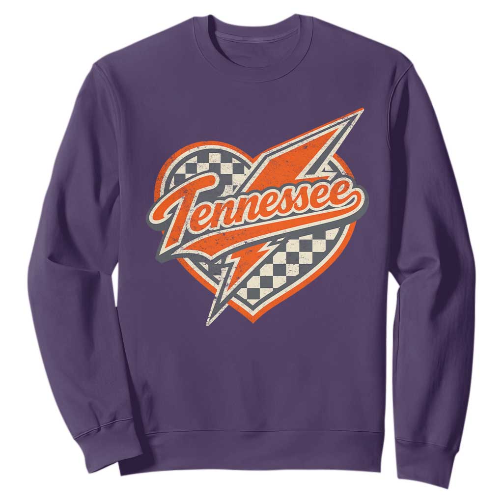 Vintage Tennessee Sweatshirt Checkered Heart Love TN Orange US State TS10 Purple Print Your Wear
