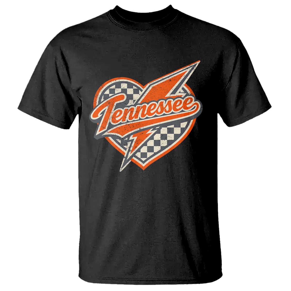 Vintage Tennessee T Shirt Checkered Heart Love TN Orange US State TS10 Black Print Your Wear
