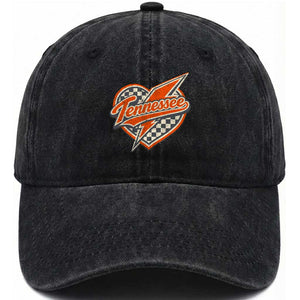 Vintage Tennessee Washed Cotton Baseball Cap Checkered Heart Love TN Orange US State TS10 Print Your Wear