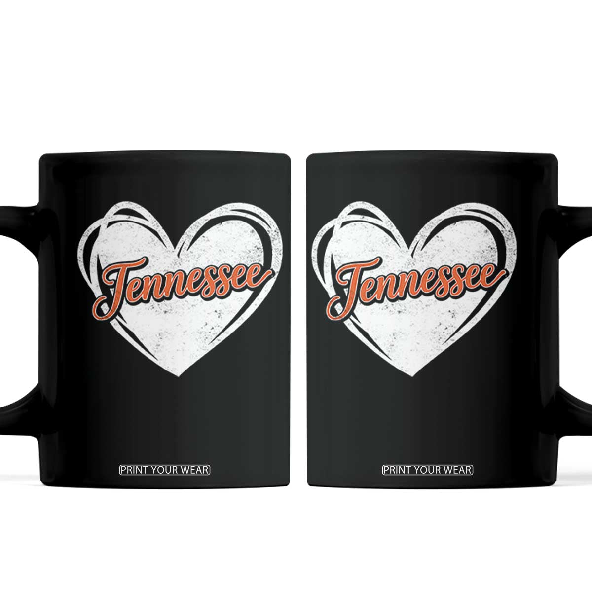 Vintage Tennessee Coffee Mug Heart Graphic TN Orange US State TS10 Black Print Your Wear